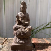 White Kynam Agarwood "Lotus & Vase" Guanyin Sculpture
