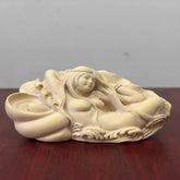 Boxwood "Lotus Maiden" Sculpture