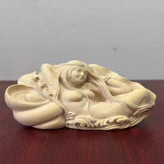 Boxwood "Lotus Maiden" Sculpture