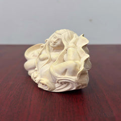 Boxwood "Lotus Maiden" Sculpture