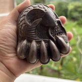 White Kynam Agarwood Carved Bear Paw Sculpture