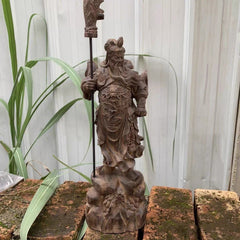 Agarwood "Standing Blade" Guan Yu Sculpture