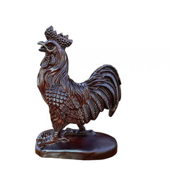 Monolithic Ebony Rooster Sculpture