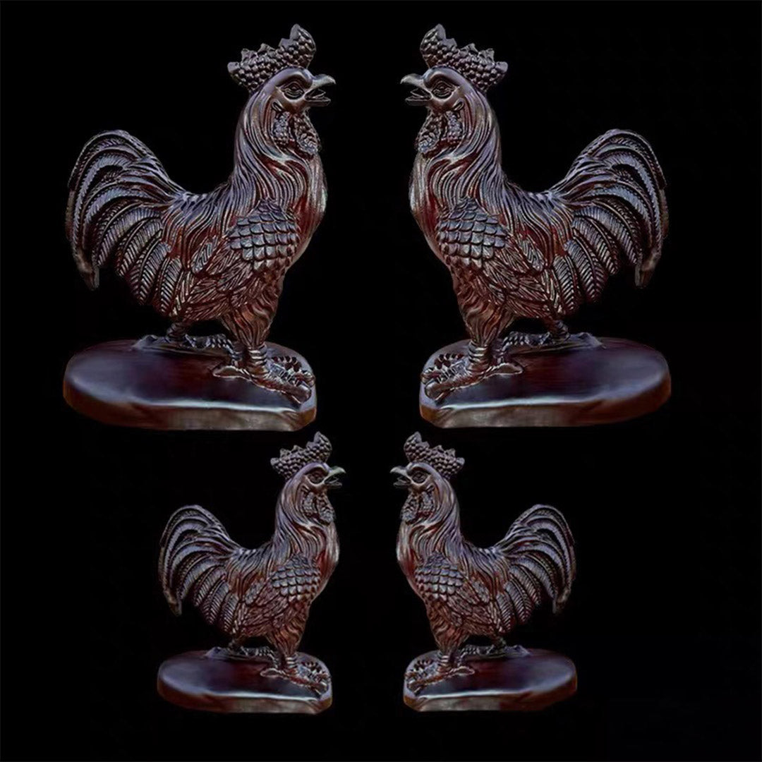 Monolithic Ebony Rooster Sculpture