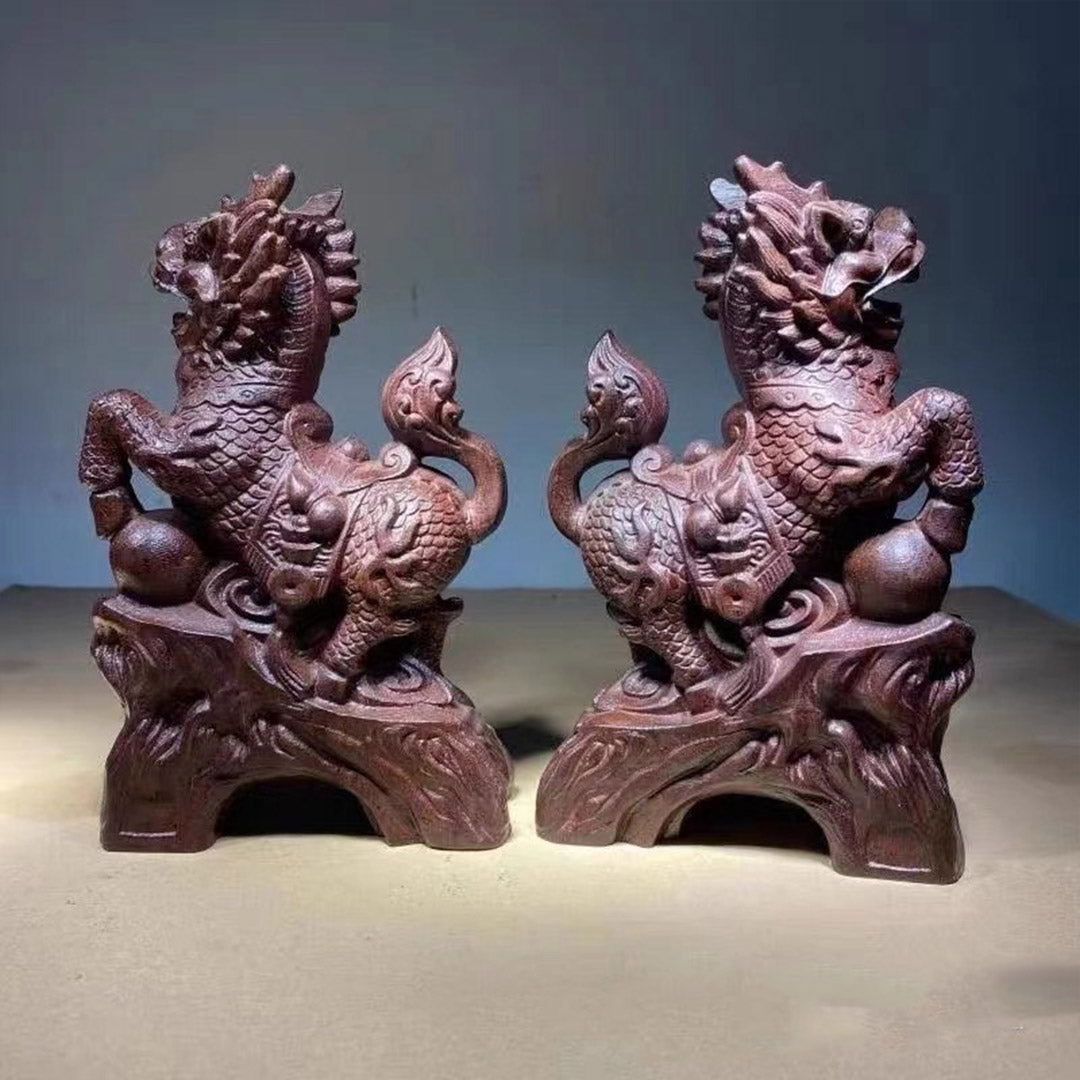 Agarwood "Kylin" Auspicious Beast Sculpture