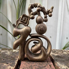 White Kynam Agarwood "Fu" Gourd Ornament