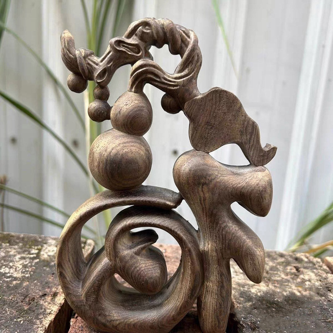 White Kynam Agarwood "Fu" Gourd Ornament