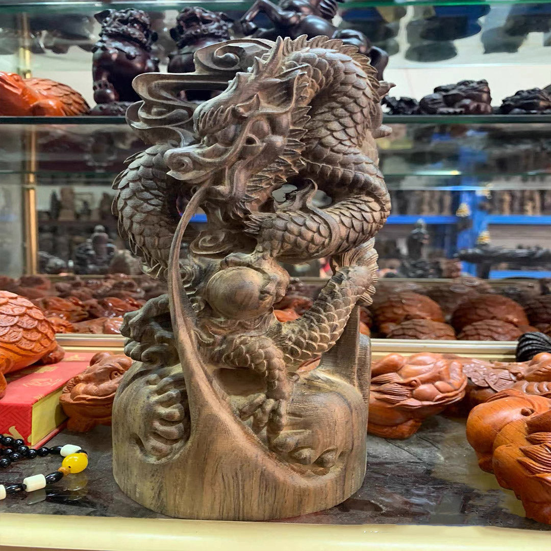 Monolithic Agarwood Dragon Sculpture