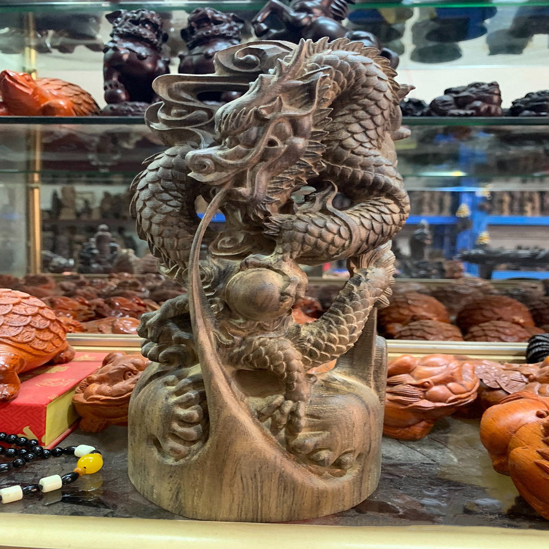 Monolithic Agarwood Dragon Sculpture