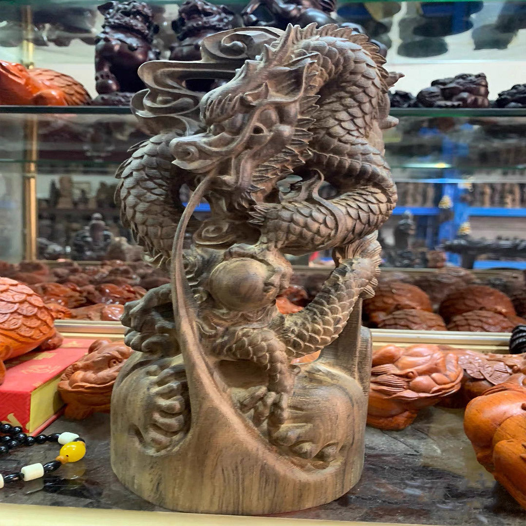 Monolithic Agarwood Dragon Sculpture
