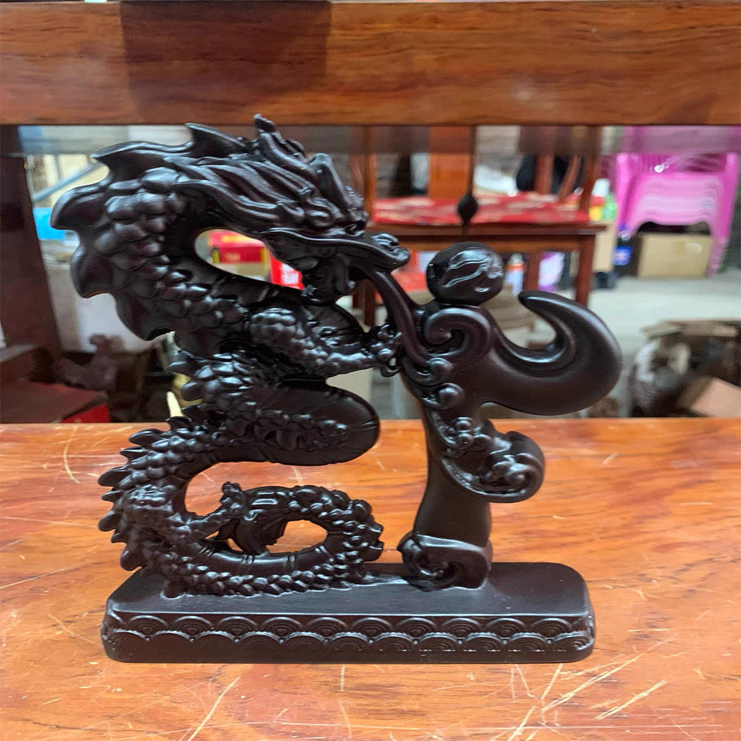 Ebony Fortune Dragon Sculpture