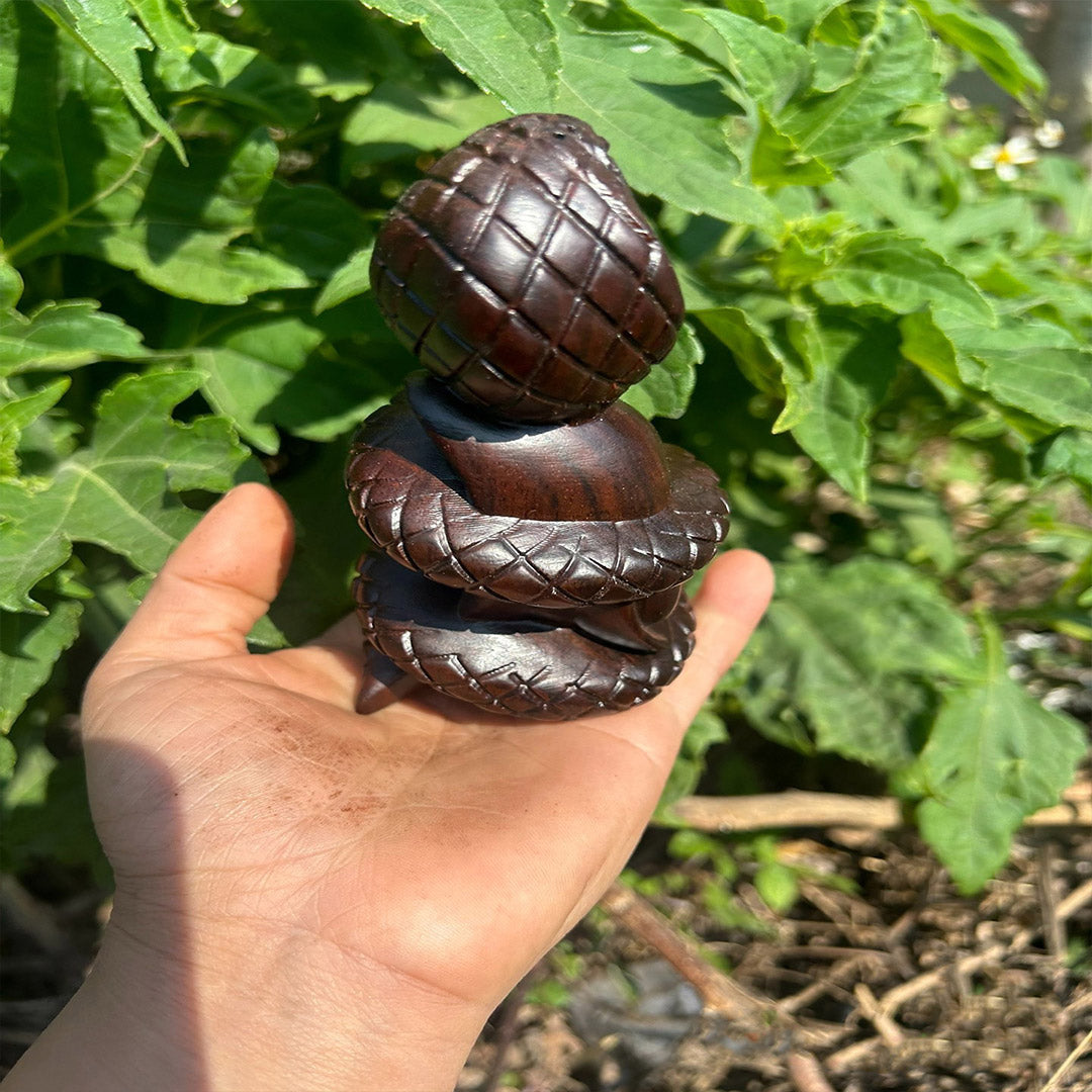 Ebony "Fortune Serpent" Sculpture